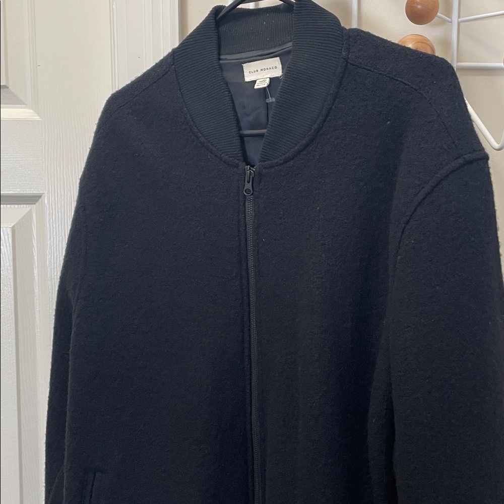 Club Monaco Wool Zip Up Jacket Black XL